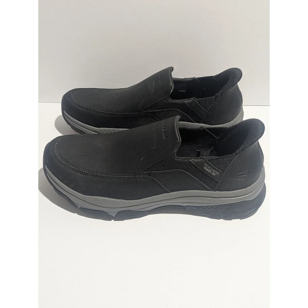 Skechers Relaxed Fit Memory Foam Black‎ Slip On Shoes Men’s 11